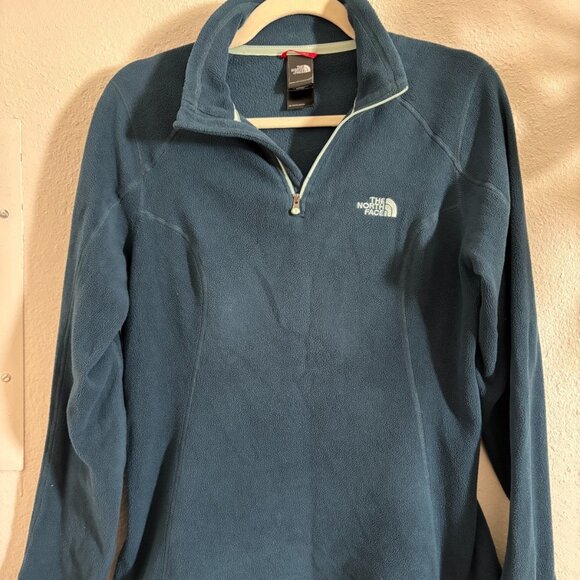 The North Face Womens 1/4 Zip Fleece Pullover Teal Blue Sweater Size Medium - Picture 1 of 6